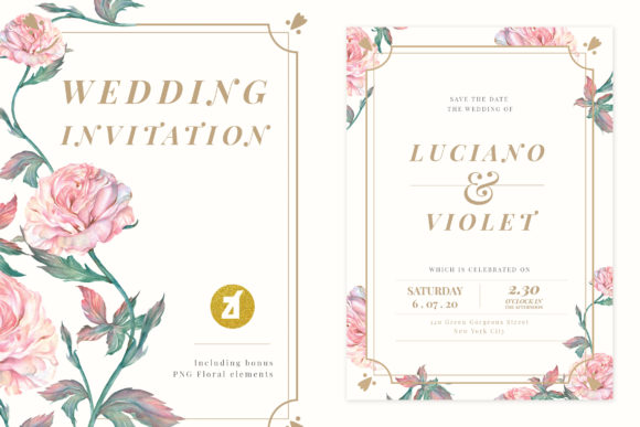 Elegant Rose Wedding Invitation Graphic