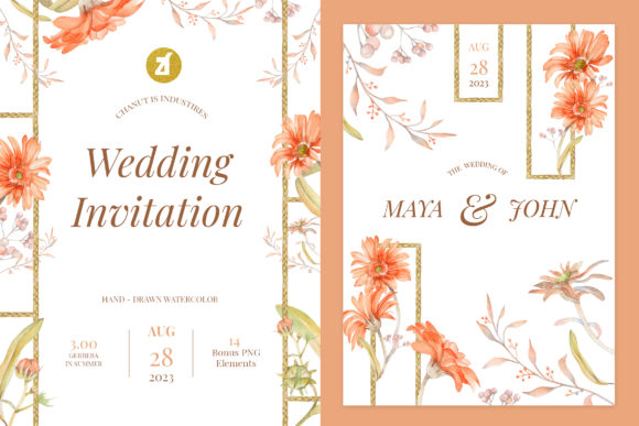 Gerbera Wedding Invitation Graphic
