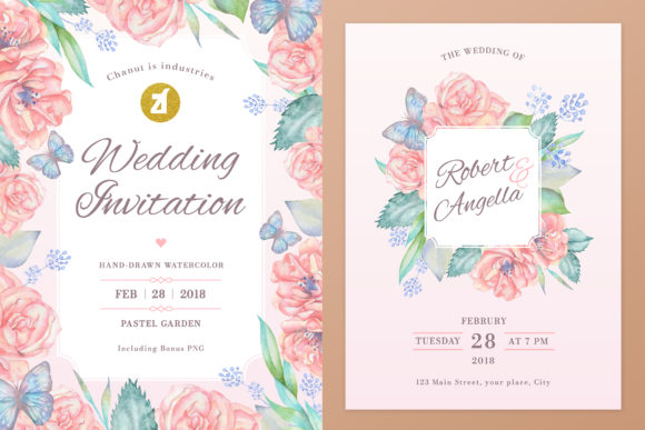 Pastel Garden Wedding Invitation Graphic: A Delicate Touch for Your Special Day