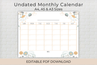 Undated Editable Monthly Calendar: A Tool for Organized Planning
