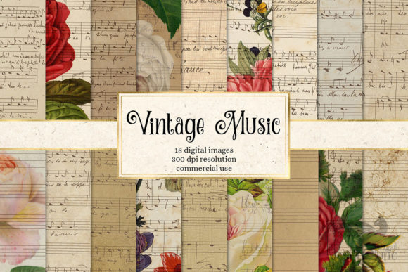Vintage Music Digital Paper for Creative Projects