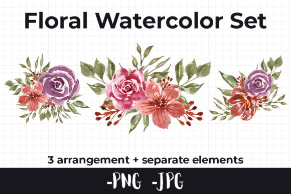 Watercolor Flower Arrangement Set: A Versatile and Artistic Addition to Your Design Toolkit