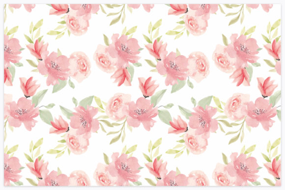 Watercolor Pink Flower Seamless Pattern